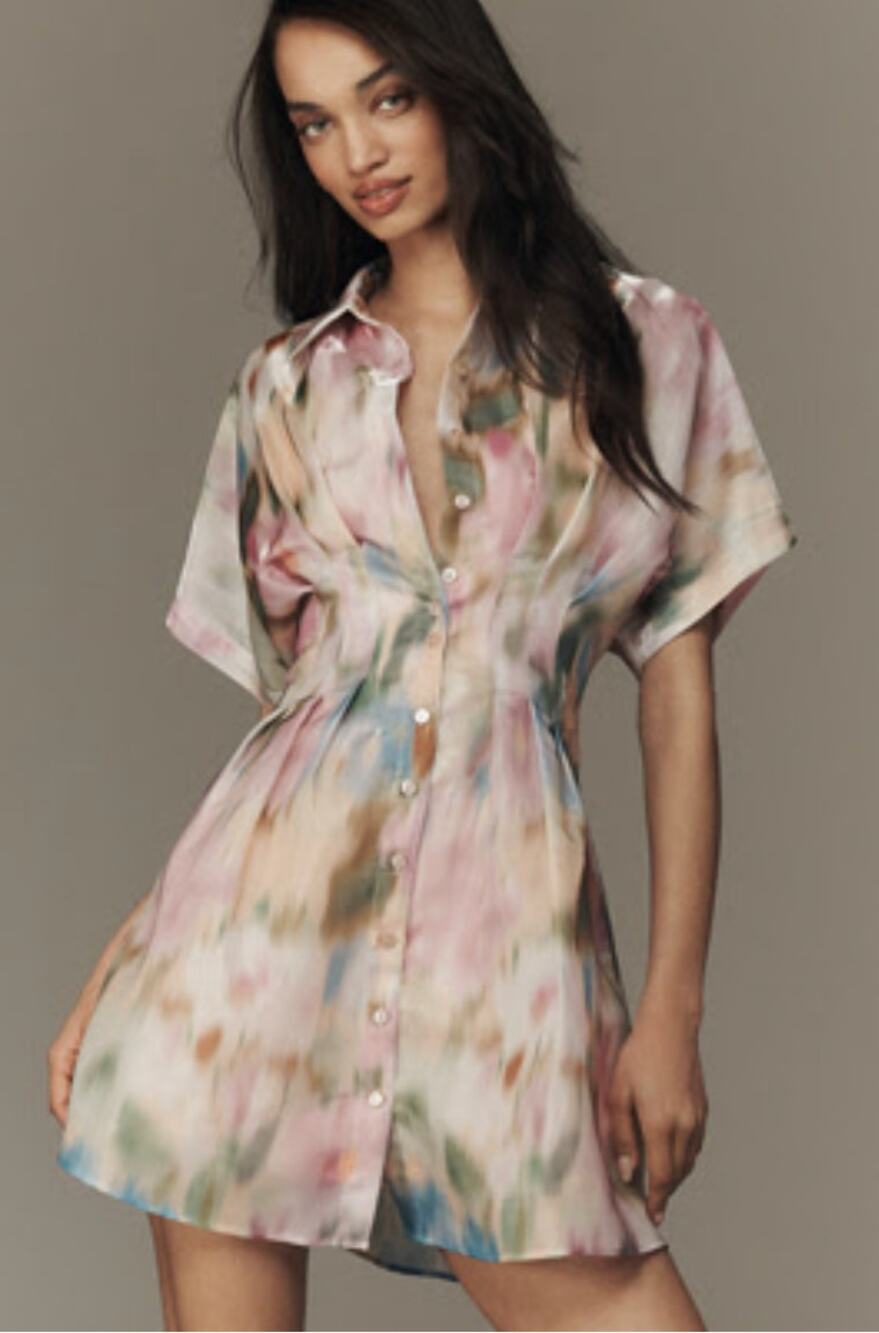 Exquise (Anthropologie) Tobie Organza Mini Shirt Dress - Size XXS